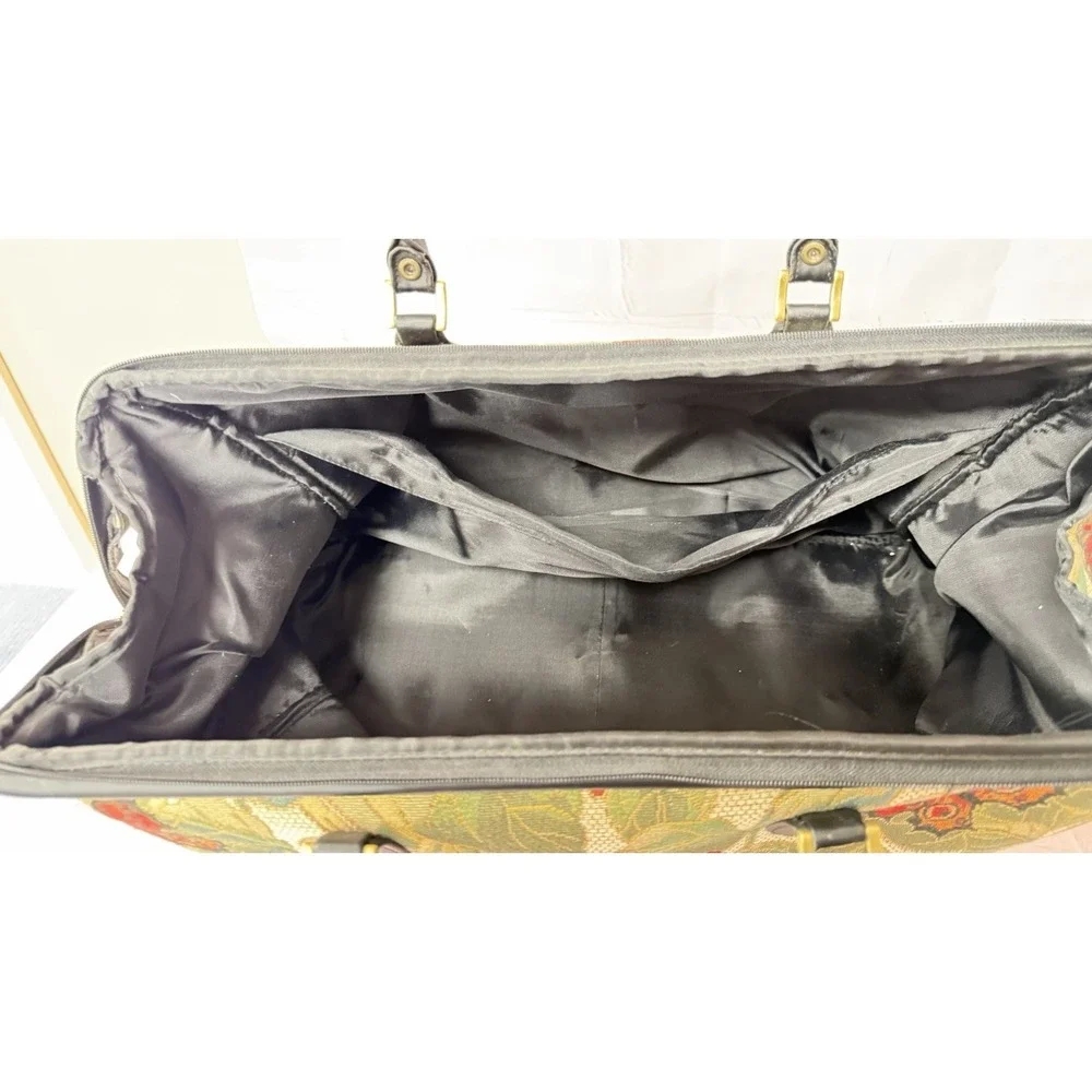 Vintage Bueno Butterfly Fabric Tapestry Weekender Duffle Bag Tote Large Travel